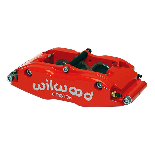 Wilwood Caliper, BNSL6R, Radial, 1.10 in. Rotor Width, 14.00 in. Rotor Dia, 1.62/1.12/1.12 in. Bore, RH, Alum, Red, Each