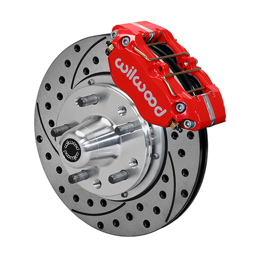 Wilwood 11'' Big Brake Kit, Ford Falcon XA-XF, Fairlane ZF-On, DynoPro Dust-Boot, Front, Cross-drilled/Slotted Rotors, 4-piston Red Callipers, Kit