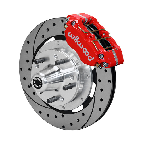 Wilwood 12'' Big Brake Kit, Ford Falcon XA-XF, Fairlane ZF-on, DynoPro Dust-Boot  Cross-drilled/Slotted Rotors, 4-piston Red Callipers