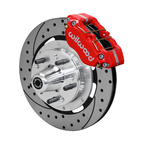 Wiwood 12'' Big Brake kit, Ford Falcon XR-XT-XW-XY, Fairlane, DynoPro Dust-Boot, Cross-drilled/Slotted Rotors, 4-piston Red Callipers, Kit