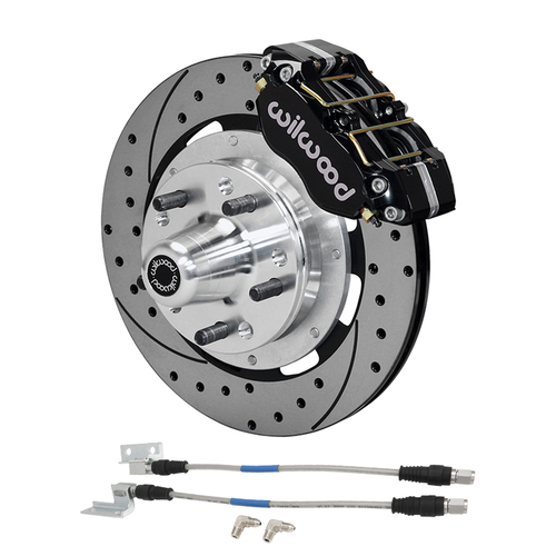 Wilwood 12'' Big Brake SS Kit, Ford Falcon XR-XT-XW-XY, Fairlane, DynoPro Dust-Boot, Cross-drilled/Slotted Rotors, 4-piston Black Callipers, Kit