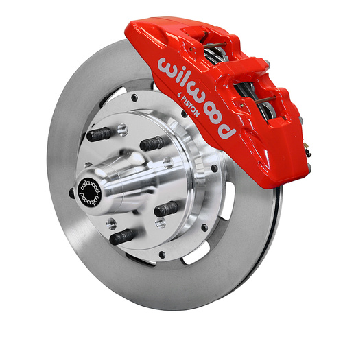 Wilwood Brake Kit, Front, DP6 Big Brake (Hub), Lug, 12.19 Rotor, Plain Face, Red, For Ford, Kit