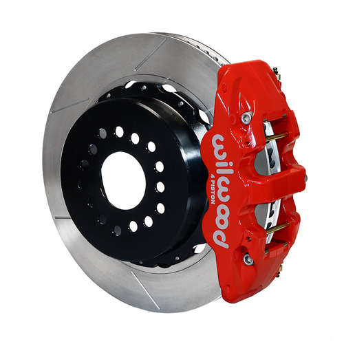 Wilwood Brake Kit, Rear, AERO4 Big Brake Parking, Radial, 14.00 Rotor, Plain Face, Red, 12 Bolt, Kit