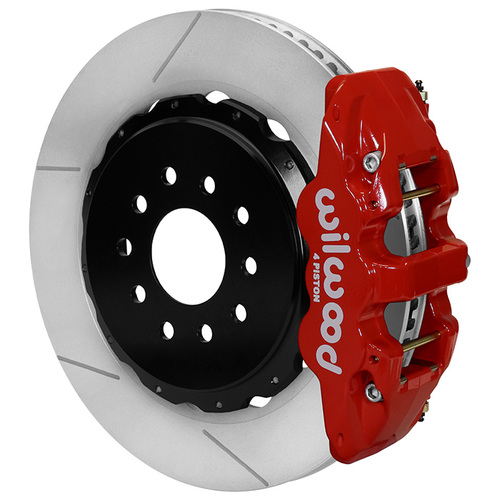 Wilwood Brake Kit, Rear, AERO4 Big Brake For OE Parking Brake, Radial, 14.00 Rotor, Plain Face, Red, OEM, Kit