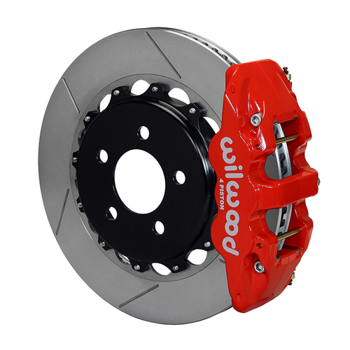 Wilwood Brake Kit, Rear, AERO4 Big Brake For OE Parking Brake, Radial, 14.25 Rotor, Plain Face, Red, OEM, Kit
