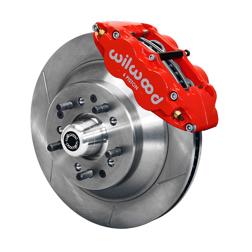 Wilwood Brake Kit, Front, FNSL6R Big Brake (Hub & 1PC Rotor), Radial, 12.88 Rotor, Plain Face, Red, For Buick, For Cadillac, For Chevrolet, For GMC, O