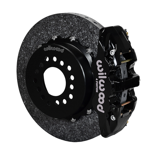 Wilwood Brake Kit, Rear, AERO4 WCCB Carbon-Ceramic Big Brake Parking, Radial, 14.00 Rotor, Plain Face, Black, Kit