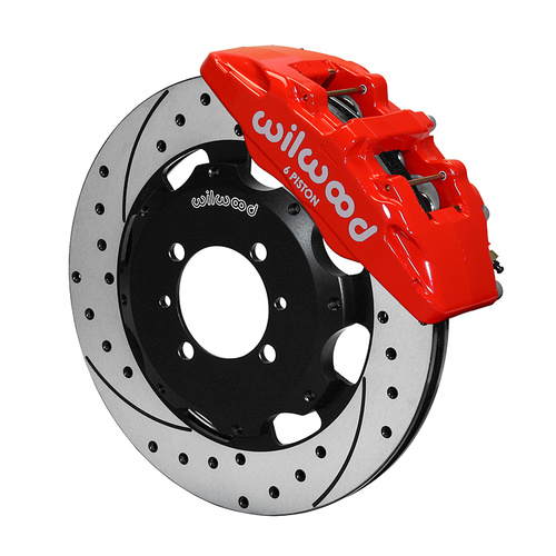 Wilwood Brake Kit, Front, DP6 Big Brake (Hat), Lug, 12.19 Rotor, SRP, Red, For Fiat, w/Lines, Kit