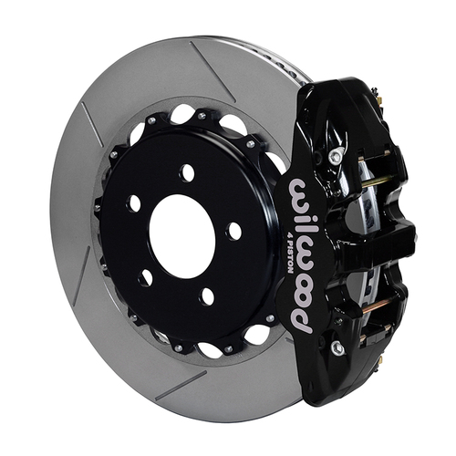 Wilwood Brake Kit, Rear, AERO4 Big Brake For OE Parking Brake, Radial, 14.25 Rotor, Plain Face, Black, OEM, w/Lines, Kit