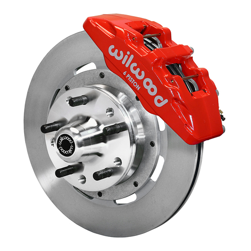 Wilwood Brake Kit, Front, DP6 Big Brake (Hub), Lug, 12.19 Rotor, Plain Face, Red, For Ford, For Mercury, Kit