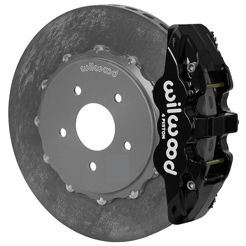 Wilwood Brake Kit, Rear, AERO4 WCCB Carbon-Ceramic Big Brake OE Parking, Radial, 14.00 Rotor, Plain Face, Black, Kit