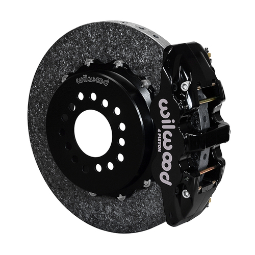 Wilwood Brake Kit, Rear, AERO4 WCCB Carbon-Ceramic Big Brake Parking, Radial, 14.00 Rotor, Plain Face, Black, Kit