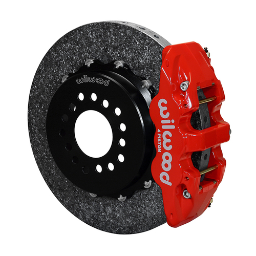 Wilwood Brake Kit, Rear, AERO4 WCCB Carbon-Ceramic Big Brake Parking, Radial, 14.00 Rotor, Plain Face, Red, Kit