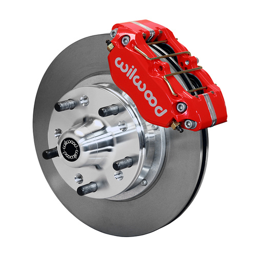 Wilwood Disc Brakes, DynoPro Dust-Boot Pro Series, Front, 11" Rotors, Red 4-piston Calipers, Chev, Kit