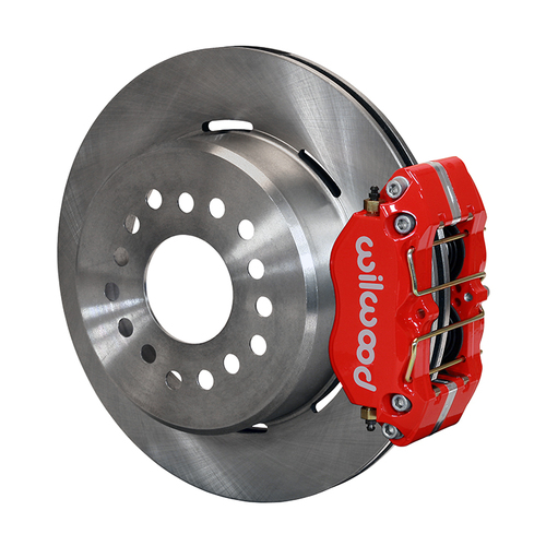 Wilwood Disc Brake Kit Rear, DynaPro Dust-Boot Rear Parking Brake, 12'' Solid Surface Rotors, Red Calipers, Big Ford, New Style Kit