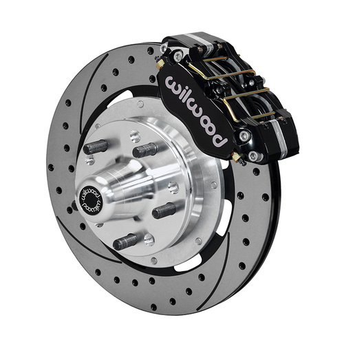 Disc Brakes, DynoPro Dust-Boot 12'' Big Brake, Front, Cross-drilled/Slotted Rotors, 4-piston Black Callipers, Ford, Kit