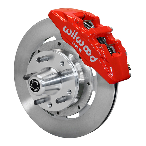Wilwood Brake Kit, Front, DP6 Big Brake (Hub), Lug, 12.19 Rotor, Plain Face, Red, For American Motors, Kit