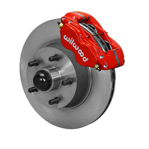 Wilwood Brake Kit, Front, Classic Series Dynalite, Lug, 11.30 Rotor, Plain Face, Red, Edsel, For Ford, For Mercury, Kit