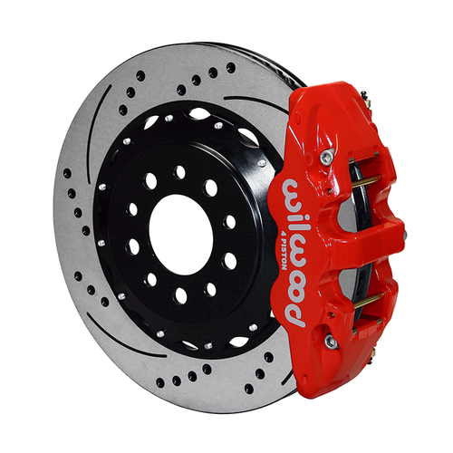 Wilwood Brake Kit, Rear, AERO4 Big Brake For OE Parking Brake, Radial, 14.25 Rotor, SRP, Red, OEM, w/Lines, Kit