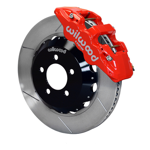 Wilwood Brake Kit, Front, AERO6 Big Brake, Radial, 14.25 Rotor, Plain Face, Red, For Chrysler, For Dodge, w/Lines, Kit