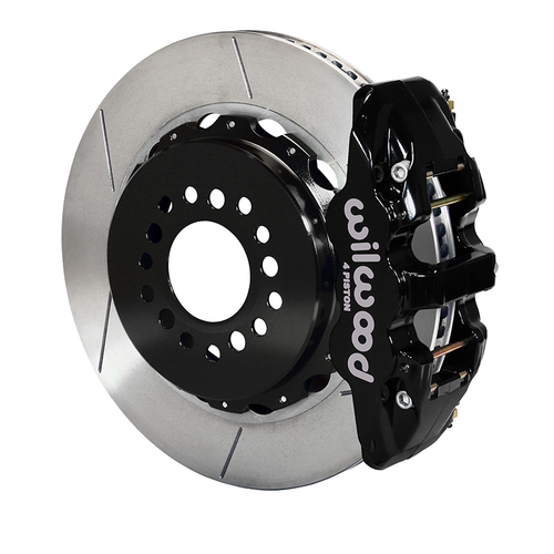 Wilwood Brake Kit, Rear, AERO4 Big Brake For OE Parking Brake, Radial, 14.25 Rotor, Plain Face, Black, OEM, w/Lines, Kit