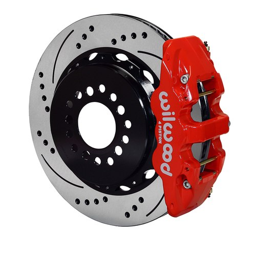 Wilwood Brake Kit, Rear, AERO4 Big Brake For OE Parking Brake, Radial, 14.25 Rotor, SRP, Red, OEM, w/Lines, Kit