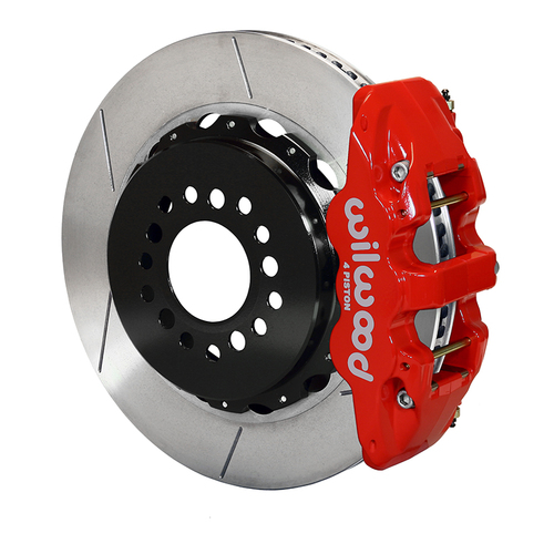 Wilwood Brake Kit, Rear, AERO4 Big Brake For OE Parking Brake, Radial, 14.25 Rotor, Plain Face, Red, OEM, w/Lines, Kit