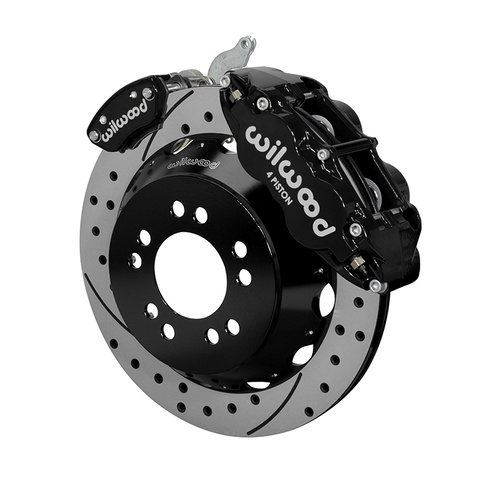 Wilwood Brake Kit, Rear, Forged Narrow Superlite 4R-MC4 Big Brake Parking, Radial, 12.88 Rotor, GT Slotted & Drilled, Black, Kit