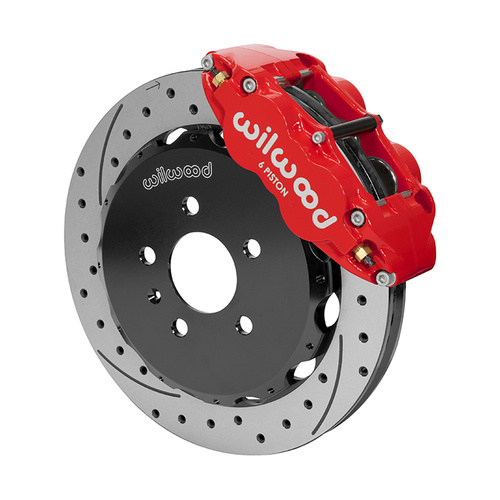 Wilwood Brake Kit, Front, FNSL6R Big Brake (Hat), Radial, 12.88 Rotor, SRP, Red, For Audi, w/Lines, Kit