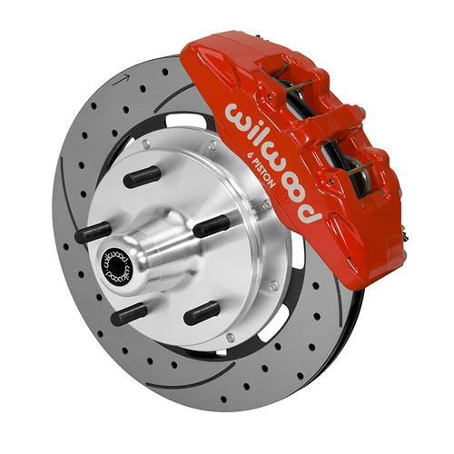 Wilwood Brake Kit, Front, DP6 Big Brake (5x5 Hub), Lug, 12.19 Rotor, SRP, Red, For Ford, Heidts, Magnum, For Mercury, Kit