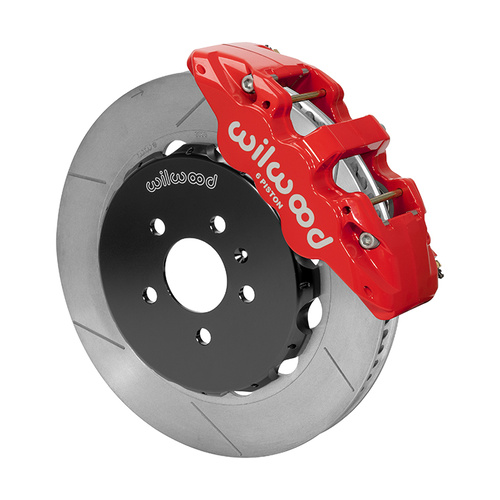 Wilwood Brake Kit, Front, AERO6 Big Brake, Radial, 14.00 Rotor, Plain Face, Red, For Audi, w/Lines, Kit