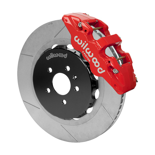 Wilwood Brake Kit, Front, AERO6 Big Brake, Radial, 15.00 Rotor, Plain Face, Red, For Audi, w/Lines, Kit