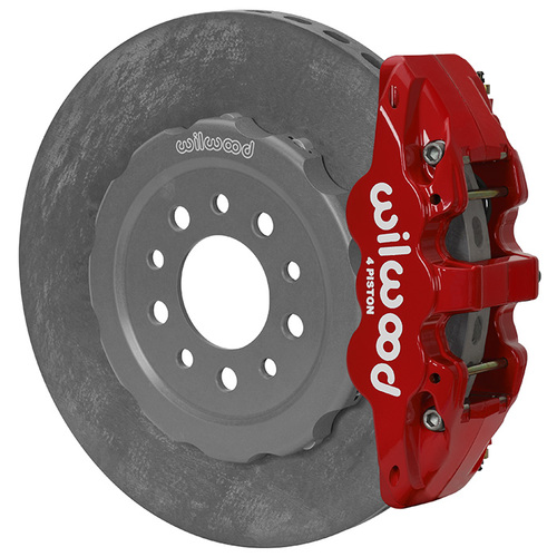 Wilwood Brake Kit, Rear, AERO4 WCCB Carbon-Ceramic Big, Radial, 14.00 Rotor, Plain Face, Red, Kit