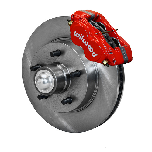 Wilwood Brake Kit, Front, Classic Series Dynalite, Lug, 11.88 Rotor, Plain Face, Red, For Cadillac, w/Lines, Kit