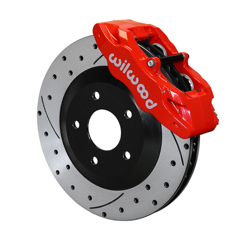 Wilwood Brake Kit, Front, SLC56 Replacement Caliper and Rotor Kit, Lug, 12.80 Rotor, GT Slotted & Drilled, Red, Kit