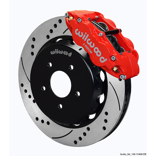 Wilwood Brake Kit, Front, FNSL6R-DS Big Brake (Hat), Radial, 14.00 Rotor, SRP, Red, For Pontiac, w/Lines, Kit