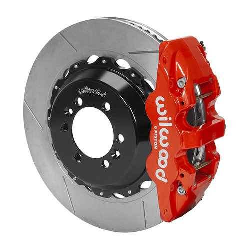 Wilwood Brake Kit, Rear, AERO4 Big Brake For OE Parking Brake, Radial, 14.00 Rotor, Plain Face, Red, Kit