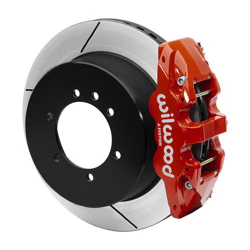 Wilwood Brake Kit, Rear, AERO4-DS Big Brake Truck, Radial, 14.25 Rotor, Plain Face, Red, OEM, w/Lines, Kit