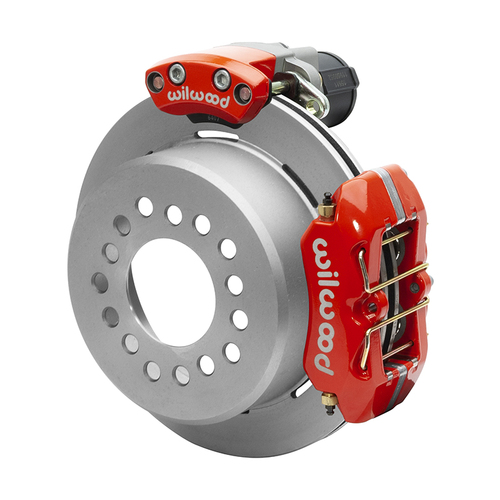 Wilwood Brake Kit, Rear, FDLP Electronic Parking, Lug, 11.00 Rotor, Plain Face, Red, Big For Ford New Style, Kit