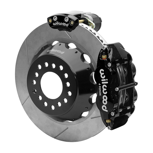 Wilwood Brake Kit, Rear, FNSL4R Big Brake Electronic Parking, Radial, 14.00 Rotor, Plain Face, Black, Big For Ford New Style, Kit
