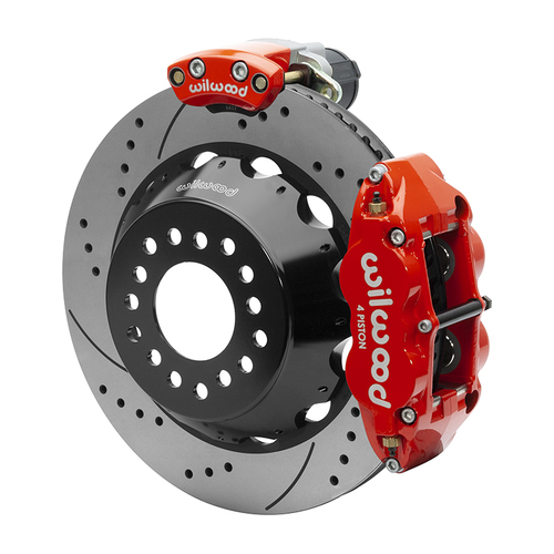 Wilwood Brake Kit, Rear, FNSL4R Big Brake Electronic Parking, Radial, 14.00 Rotor, SRP, Red, Big For Ford New Style, Kit