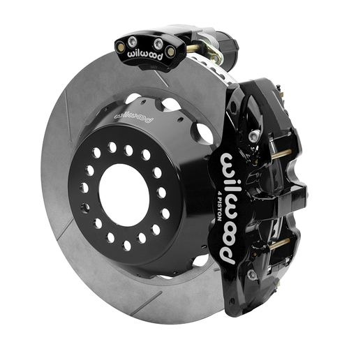 Wilwood Brake Kit, Rear, AERO4 Big Brake Electronic Parking, Radial, 14.00 Rotor, Plain Face, Black, Big For Ford New Style, Kit