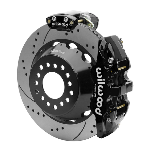 Wilwood Brake Kit, Rear, AERO4 Big Brake Electronic Parking, Radial, 14.00 Rotor, SRP, Black, Big For Ford New Style, Kit