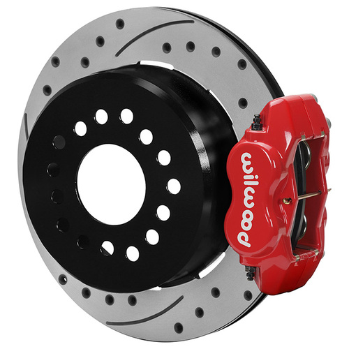 Wilwood Brake Kit, Rear, FDLI, Disc/Drum, Integral, Drilled Slotted, Red, Kit