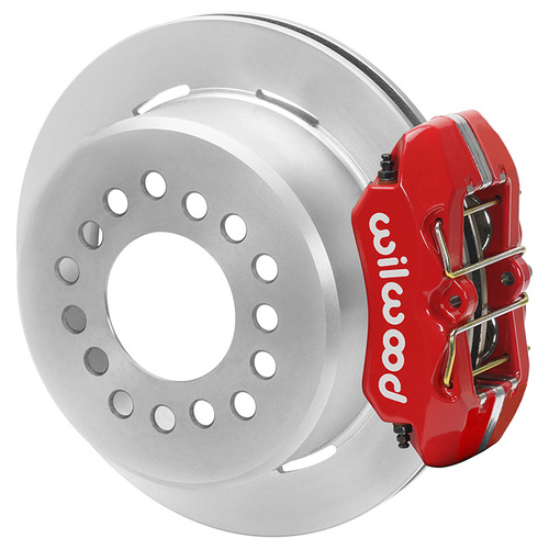 Wilwood Brake Kit, Rear, FDPLP, Disc/Drum, Integral, GM, Plain Face, Red, Kit