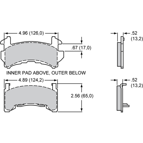 Wilwood Brake Pad, D154, PolyMatrix C, .52 in. Thick, 1300+ F, High Friction, Set
