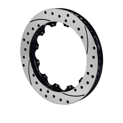 Wilwood Rotor, 0.75 Width, 12.88 in. Dia, 12 x 8.75 in. Bolt Circle, Iron, 48 CV, SRP Drilled & Slotted, Black Electro Coat, R/H, Each