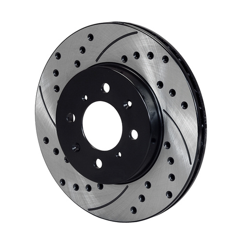 Wilwood Rotor, 0.83 Width, 10.32 in. Dia, Iron, Vented, SRP Drilled & Slotted, Black Electro Coat, L/H, Each