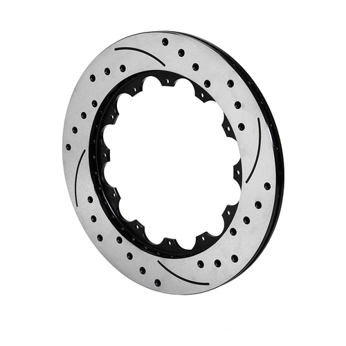 Wilwood Rotor, 0.81 Width, 14 in. Dia, 12 x 8.75 in. Bolt Circle, Iron, 36 V, SRP Drilled & Slotted, Black Electro Coat, R/H, Each