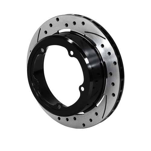 Wilwood Rotor, 0.81 Width, 11 in. Dia, Iron, 32 V, SRP Drilled & Slotted, Black Electro Coat, L/H, Each